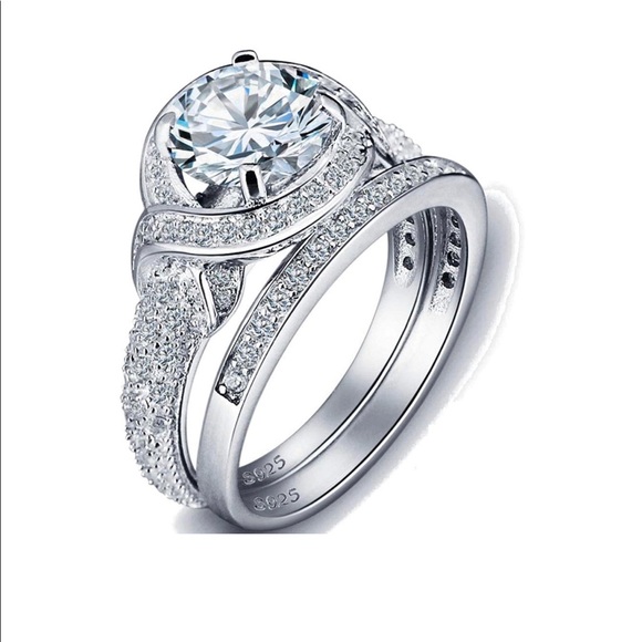 .925 Sterling Silver Engagement Wedding Rings 6.5 - Picture 2 of 10